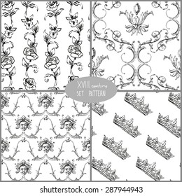 Set of seamless pattern backgrounds. hand drawn decorative elements, vector illustration
