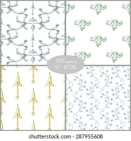 Set of seamless pattern backgrounds. hand drawn decorative elements, vector illustration