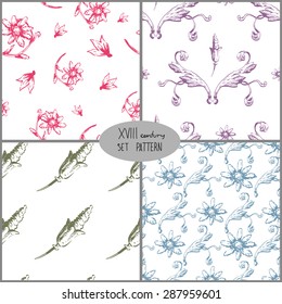 Set of seamless pattern backgrounds. hand drawn decorative elements, vector illustration