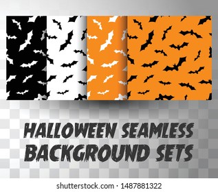 Set of seamless pattern bats with different colour background