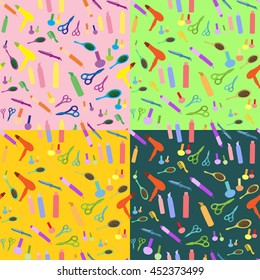 set seamless pattern for beauty shop on a bright background vector illustration