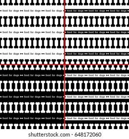 set of seamless pattern with black and white bone for dog. vector