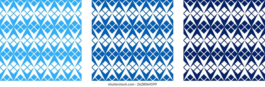 set of seamless pattern with blue and white stripes. vector illustration