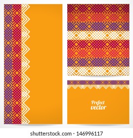 Set of seamless pattern and borders. Vector ethnic ornaments. 