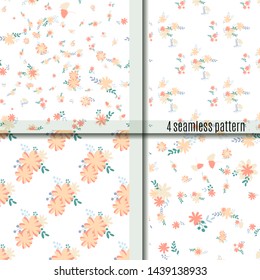 Set seamless pattern bouquets of simple, clear, ordinary flowers bright and cute