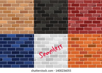 Set. Seamless pattern. Brick wall. Vector design.