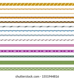 Set of seamless pattern brushes. Various colors, geometric and optical illusion style.