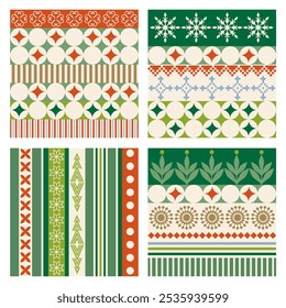 Set of seamless pattern for christmas and new year background. All layered and grouped. Vector.
