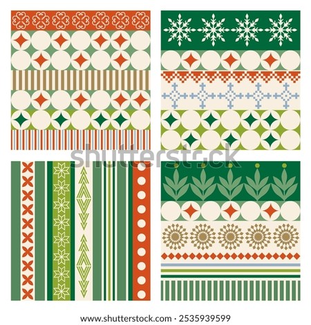 Set of seamless pattern for christmas and new year background. All layered and grouped. Vector.