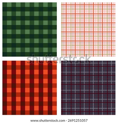 Set of Seamless Pattern of Christmas Scotland cage. Perfect for decor and wrapping. Editable Vector Illustration