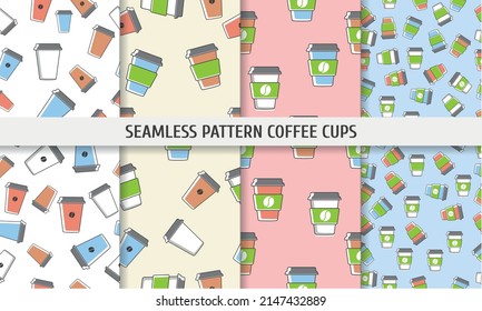 Set of Seamless Pattern coffee cups. Food and drink