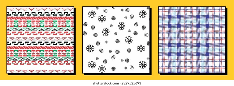 SÄAMLESS-PATTERN-KOLLEKTION, ÜBERPRÜFT, BLUMER, CHRISMAS-PATTERN FÜR TEXTIL- UND FASHION-DESIGN, WALLPAPER, VEKTORGRAFISCHERILLUSTRATION, RACK-BODEN