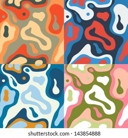 Set of seamless pattern with colorful blots, vector background illustration.