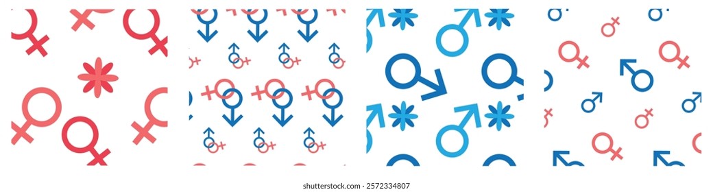 set Seamless pattern with colorful gender symbols