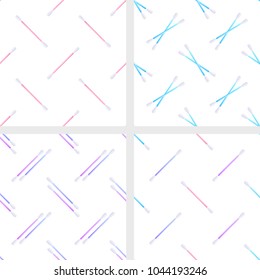 Set of seamless pattern with cotton swab in pastel color. Body care. Flat style. Top view