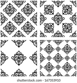 Set Of Seamless Pattern With Damask Ornament