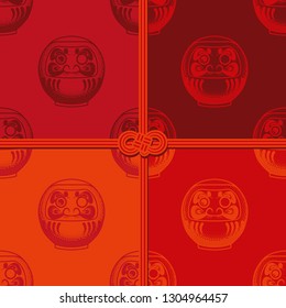 Set of seamless pattern with daruma (japanese symbol of luck and good fortune)