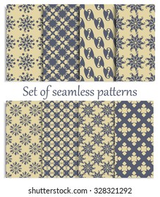 Set seamless pattern for decoration, patterns in the form of flowers. Print for paper wallpaper, tiles, textiles. Vector illustration.