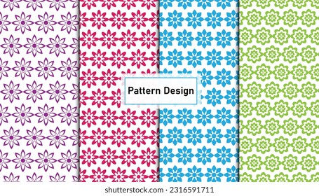 conjunto de diseños de patrón impecables con flores de colores.