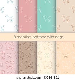 set seamless pattern with dogs