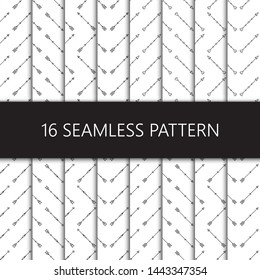 Set of seamless pattern with ethnic arrows, vector illustration