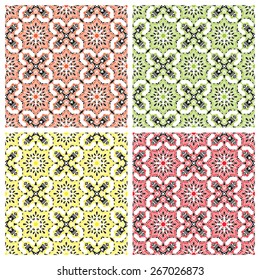 Set Of Seamless Pattern With Ethnic Ornament. Abstract Background For Design