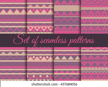 Set  seamless pattern in ethnic style. For clothes, wallpaper, bed linen, tiles, fabrics. Vector.