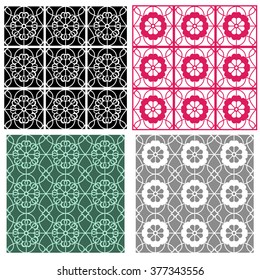 Set of seamless pattern in europe tracery style
