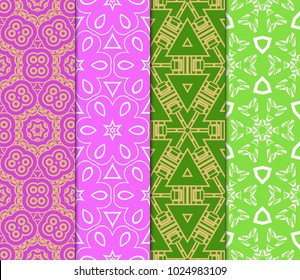 Set of Seamless pattern set. Fashion geometric ornament. Vodern texture. Vector illustration