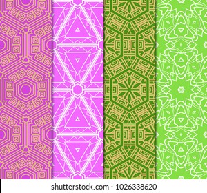 Set of Seamless pattern set. Fashion geometric ornament. Vodern texture. Vector illustration