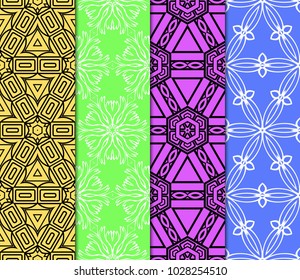 Set of Seamless pattern set. Fashion geometric ornament. Vodern texture. Vector illustration