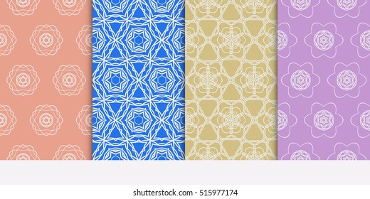 set of seamless pattern. floral geometric lace texture for design invitation, wallpaper, fabric. color. Decorative background, tribal ethnic ornament