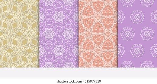 set of seamless pattern. floral geometric lace texture for design invitation, wallpaper, fabric. color. Decorative background, tribal ethnic ornament
