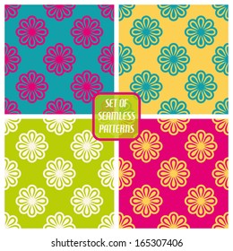 Set Of Seamless Pattern With Floral Ornament