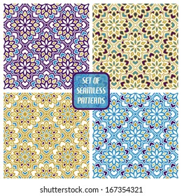 Set Of Seamless Pattern With Floral Ornament