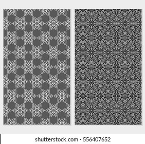 set of seamless pattern. floral ornament. Creative Vector illustration. grey color. for design invitation, background, wallpaper