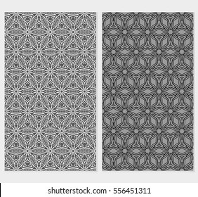 set of seamless pattern. floral ornament. Creative Vector illustration. grey color. for design invitation, background, wallpaper