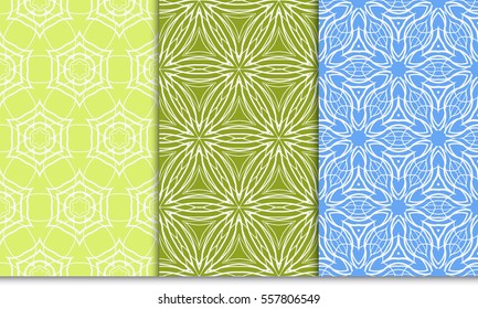 set of seamless pattern with floral ornament. Creative Vector illustration. for design invitation, background, wallpaper