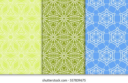 set of seamless pattern with floral ornament. Creative Vector illustration. for design invitation, background, wallpaper