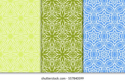 set of seamless pattern with floral ornament. Creative Vector illustration. for design invitation, background, wallpaper