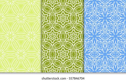 set of seamless pattern with floral ornament. Creative Vector illustration. for design invitation, background, wallpaper