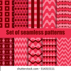 Set seamless pattern with geometric shapes. Geometric figures in the background. Vector illustration.
