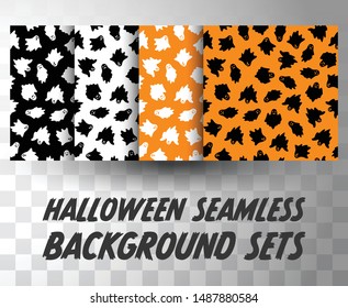 Set of seamless pattern ghosts with different colour background