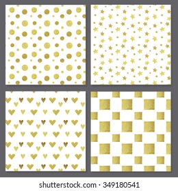 Set of seamless pattern gold texture. Vector EPS10.