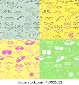 set seamless pattern of goods for a holiday at sea vector illustration