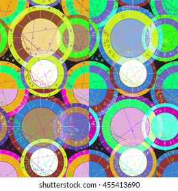 set of seamless pattern of green of natal of astrological charts vector illustration