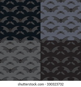 Set of seamless pattern for Halloween with bats