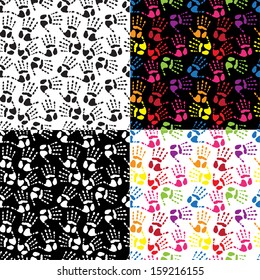 Set seamless pattern handprints in the colors
