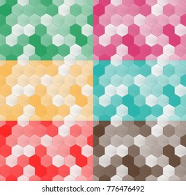 Set of seamless pattern of hexagons