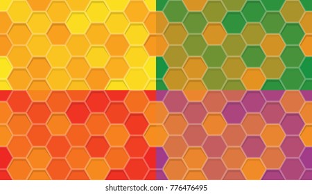 Set of seamless pattern of hexagons
